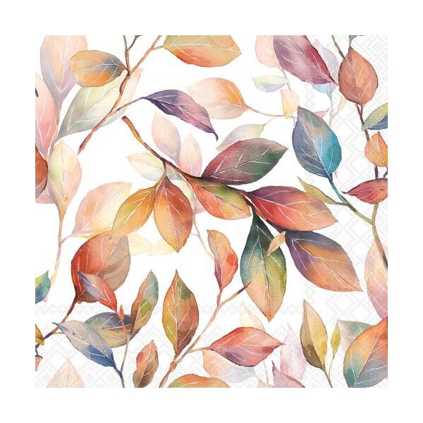 Herbst Servietten Cocktail Herbstblätter an Zweigen 25x25 cm 3lagig 20 Stück