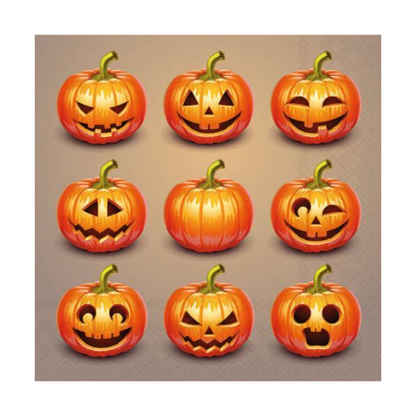 Herbst Halloween Servietten Cocktail verschiedene Kürbisse25x25 cm 3lagig 20 Stück