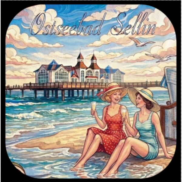 Sellin Rügen Kühlschrankmagnet Ostsee ALU Motiv Ostseebad 03