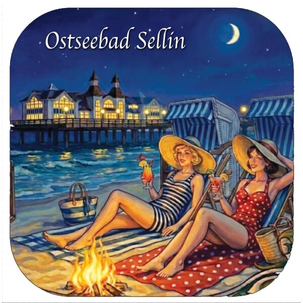 Sellin Rügen Kühlschrankmagnet Ostsee ALU Motiv Ostseebad 05