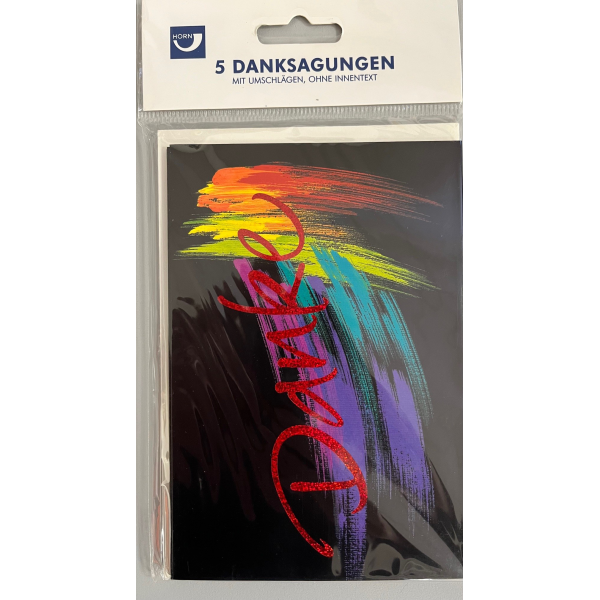 SALE Danksagungen Mehrstückpackung Danke 5 Doppelkarten mit 5 Umschlägen im Beutel
