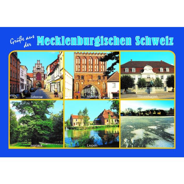 Mecklenburg-Vorpommern Postkarte 6 Motive Gruß aus der Mecklenburgischen Schweiz Ansichtskarte Weltpostkarte