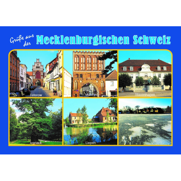 Mecklenburg-Vorpommern Postkarte 6 Motive Gruß aus der Mecklenburgischen Schweiz Ansichtskarte Weltpostkarte