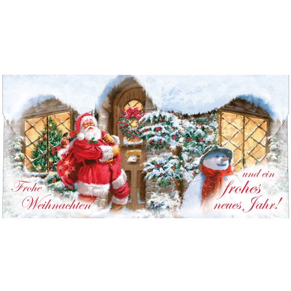 Weihnachtskarte Gutschein mit Umschlag DIN lang Geschenkgutschein Weihnachtsmann Schneemann