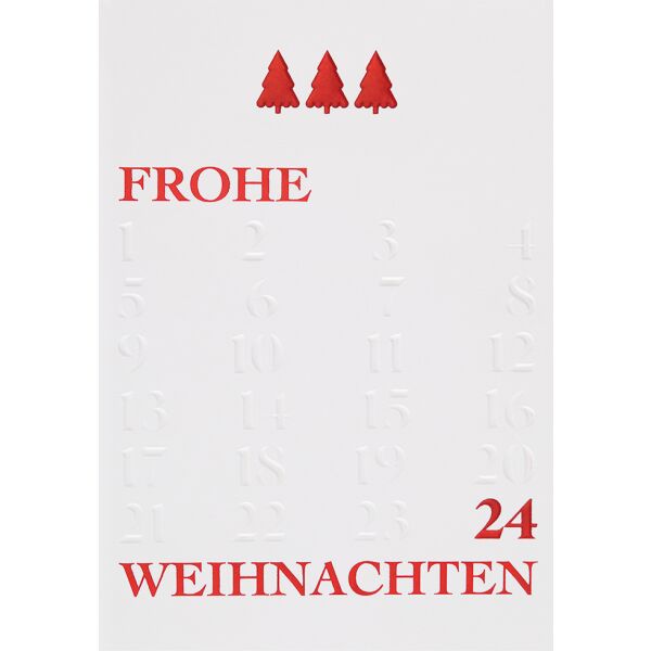 Weihnachten unverpackte Glückwunschkarte mit Umschlag Frohe Weihnachten 24 Tannenbäume Heißfolie Weihnachtskarte