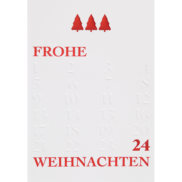 Weihnachten unverpackte Glückwunschkarte mit Umschlag Frohe Weihnachten 24 Tannenbäume Heißfolie Weihnachtskarte