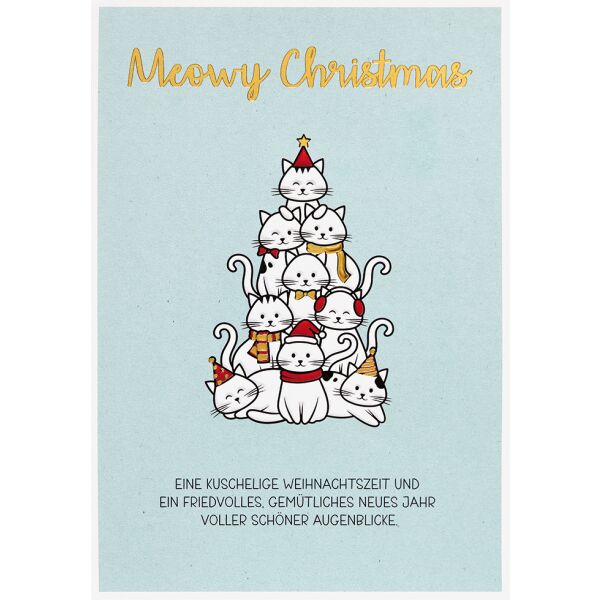 Weihnachten unverpackte Glückwunschkarte mit Umschlag Katzenbaum Merry Christmas Weihnachtskarte Spruch kuschelig gemütlich