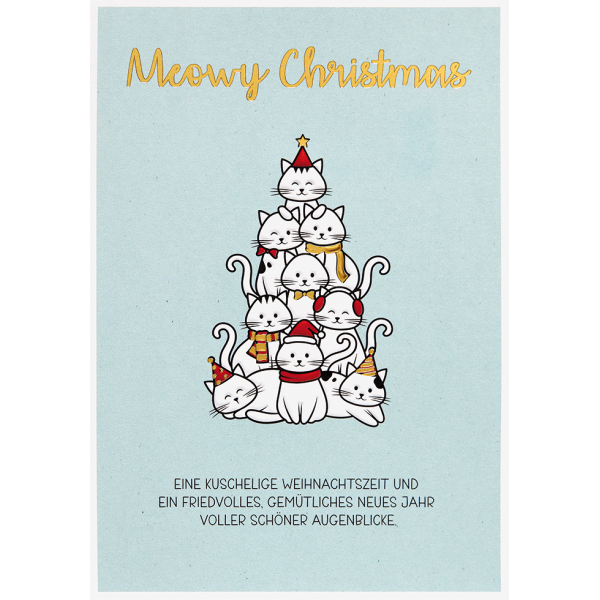Weihnachten unverpackte Glückwunschkarte mit Umschlag Katzenbaum Merry Christmas Weihnachtskarte Spruch kuschelig gemütlich