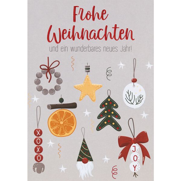 Weihnachten unverpackte Glückwunschkarte mit Umschlag Baumschmuck Frohe Weihnachten und ein wunderbares neues Jahr Weihnachtskarte