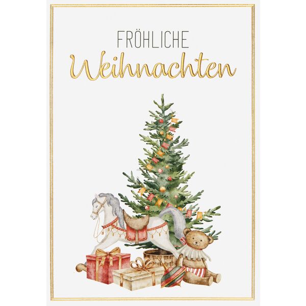 Weihnachten unverpackte Glückwunschkarte mit Umschlag Nostalgie Geschenke Baum Fröhliche Weihnachten Weihnachtskarte