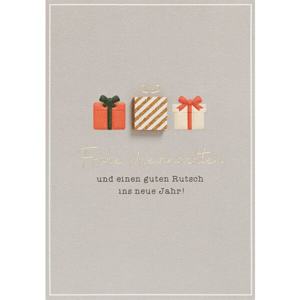 Weihnachten Moments Collection Geschenke Weihnachtskarte mit Korkapplikation und Briefumschlag Frohe Weihnachten und einen guten Rutsch ins neue Jahr