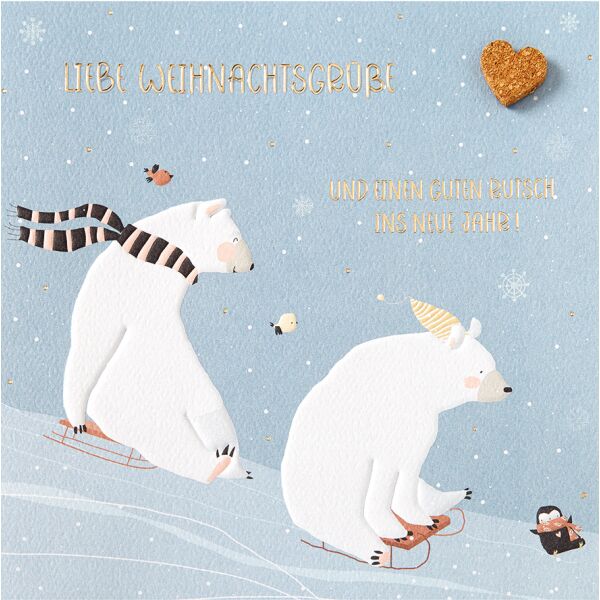 Weihnachten Moments Collection Eisbären quadratische Weihnachtskarte mit Korkapplikation und Briefumschlag Liebe Weihnachtsgrüße