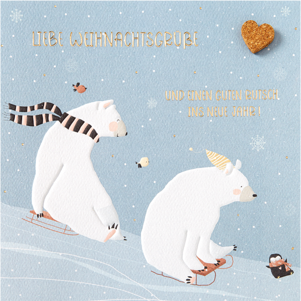 Weihnachten Moments Collection Eisbären quadratische Weihnachtskarte mit Korkapplikation und Briefumschlag Liebe Weihnachtsgrüße