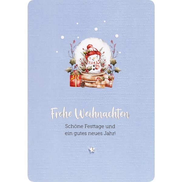 neu 11-2026 Weihnachten Finest Collection Schneekugel unverpackte Glückwunschkarte mit Applikation und Umschlag Weihnachtskarte Schöne Festtage und ein gutes neues Jahr