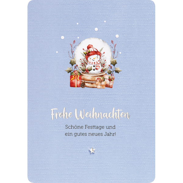 neu 11-2026 Weihnachten Finest Collection Schneekugel unverpackte Glückwunschkarte mit Applikation und Umschlag Weihnachtskarte Schöne Festtage und ein gutes neues Jahr