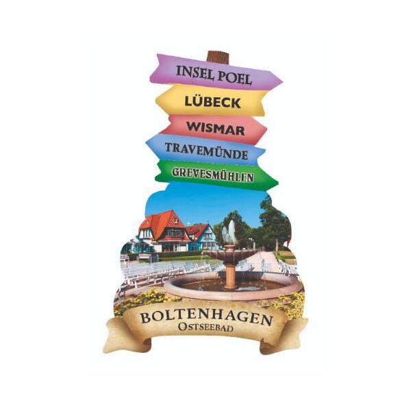 Boltenhagen Wegweiser Magnet Ostseebad Boltenhagen Brunnen Wegweiser Hochformat
