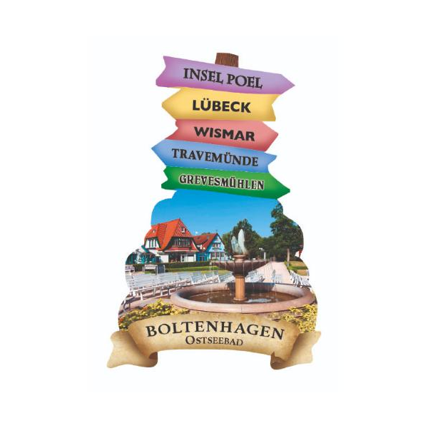 Boltenhagen Wegweiser Magnet Ostseebad Boltenhagen Brunnen Wegweiser Hochformat