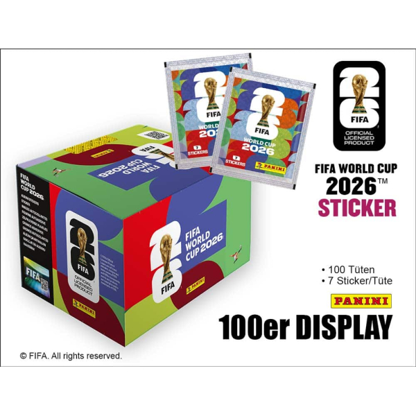 FIFA WM 2026 Sticker 100er-Display Bundle Set mit 100 Tüten mit je 7 ...