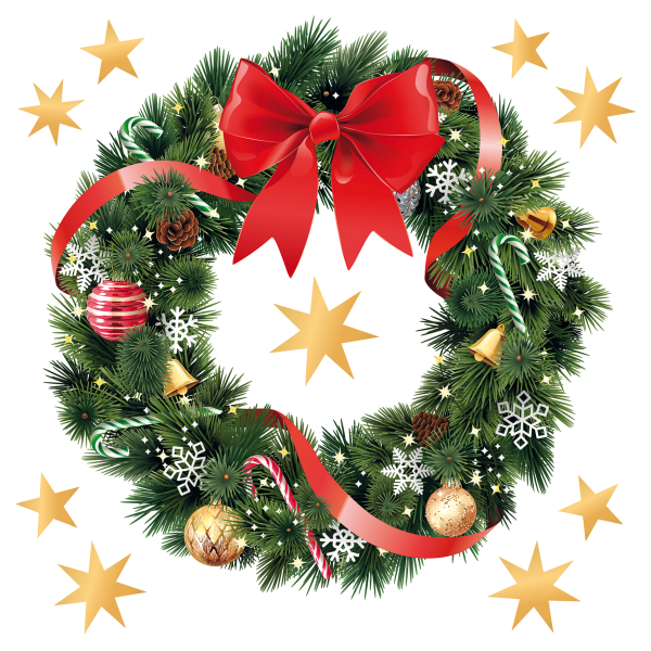 Fenstertransparent Weihnachtskranz Fensterdekoration haftet ohne Kleber wiederablösbar 31 x 31cm