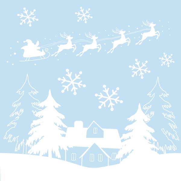Fenstertransparent Winterlandschaft Rentiere uvm Fensterdekoration haftet ohne Kleber wiederablösbar 31 x 31cm