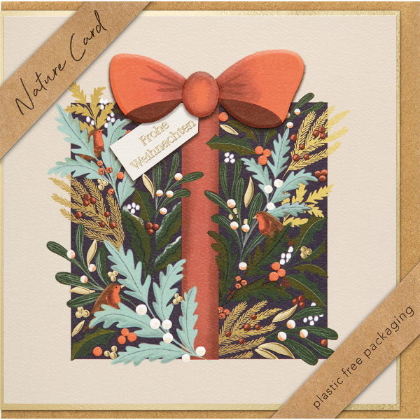 Weihnachten Nature Card quadratische unverpackte Weihnachtskarte mit Umschlag Geschenk Frohe Weihnachten