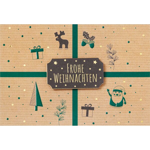 Weihnachten Weihnachtskarte mit Umschlag Querformat Naturoptik Frohe Weihnachten