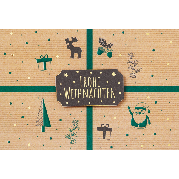 Weihnachten Weihnachtskarte mit Umschlag Querformat Naturoptik Frohe Weihnachten