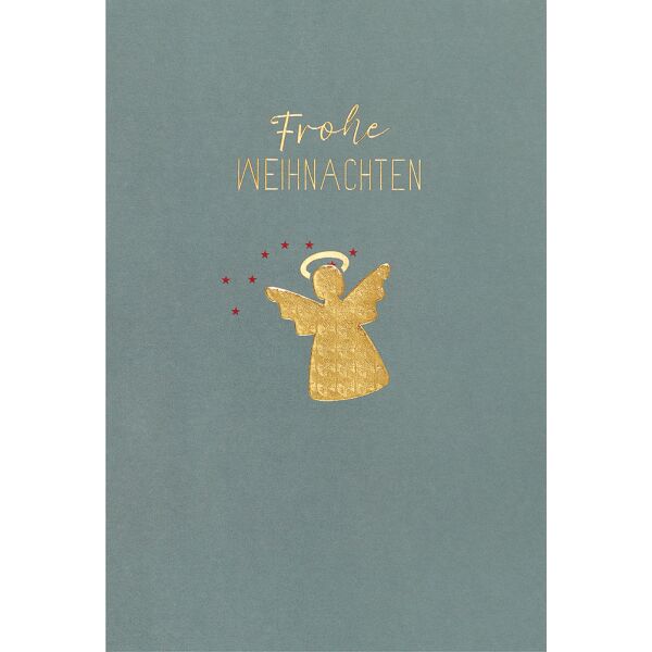 Weihnachten unverpackte Weihnachtskarte mit Umschlag Engel grün Frohe Weihnachten