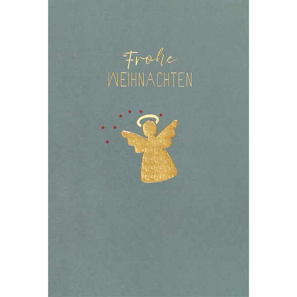 Weihnachten unverpackte Weihnachtskarte mit Umschlag Engel grün Frohe Weihnachten