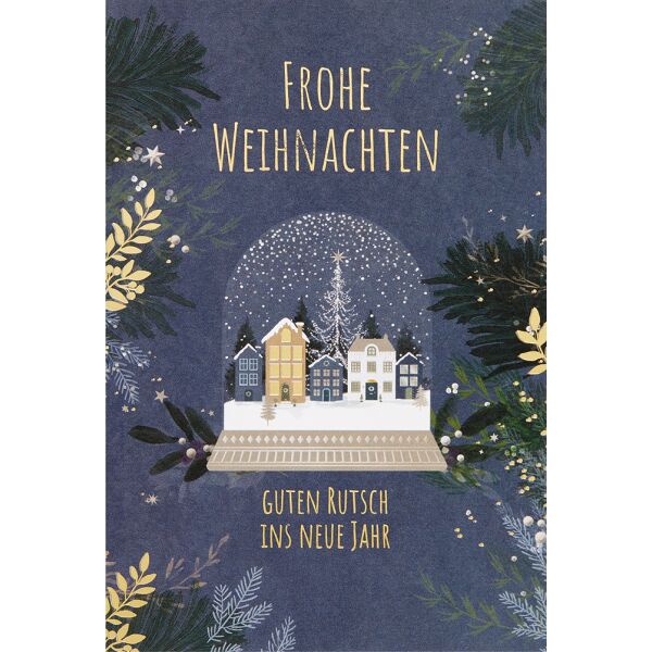 Weihnachten unverpackte Weihnachtskarte mit Umschlag Schneekugel Frohe Weihnachten guten Rutsch ins neue Jahr