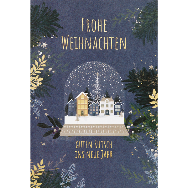 Weihnachten unverpackte Weihnachtskarte mit Umschlag Schneekugel Frohe Weihnachten guten Rutsch ins neue Jahr