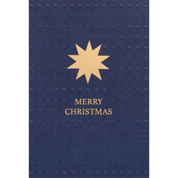 Weihnachten unverpackte Weihnachtskarte mit Umschlag Merry Christmas Goldstern auf blau