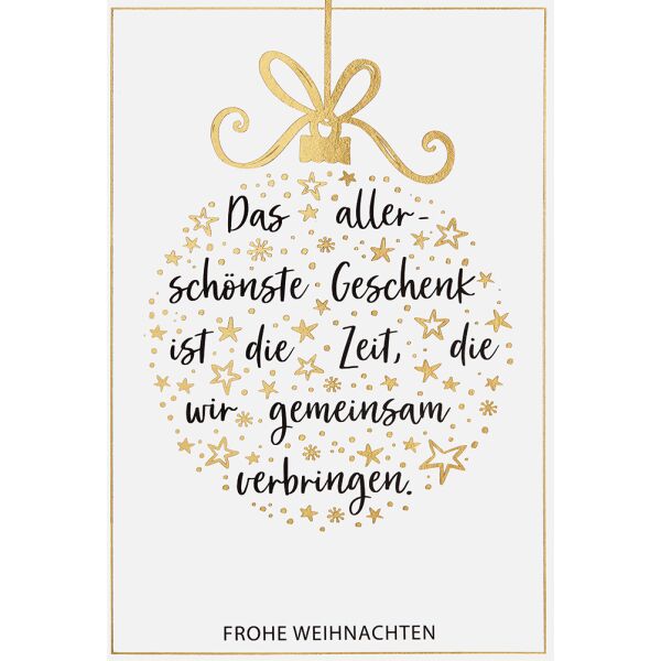 Weihnachten unverpackte Weihnachtskarte mit Umschlag Kugel aus Sternen Das allerschönste Geschenk ist die Zeit…