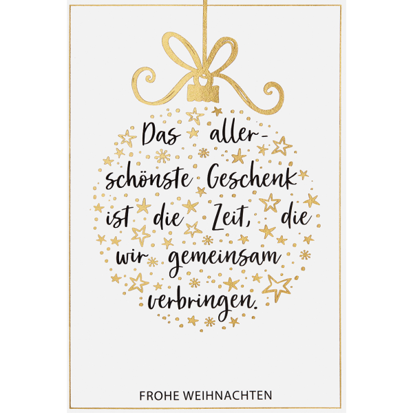 Weihnachten unverpackte Weihnachtskarte mit Umschlag Kugel aus Sternen Das allerschönste Geschenk ist die Zeit…