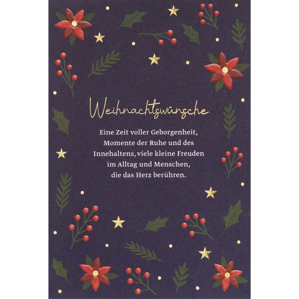 Weihnachten unverpackte Weihnachtskarte mit Umschlag Weihnachtswünsche Eine Zeit voller Geborgenheit…