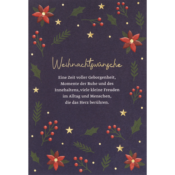 Weihnachten unverpackte Weihnachtskarte mit Umschlag Weihnachtswünsche Eine Zeit voller Geborgenheit…