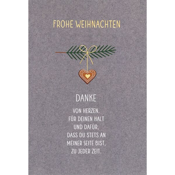 Weihnachten unverpackte Weihnachtskarte mit Umschlag Danke von Herzen, für Deinen Halt und Beistand