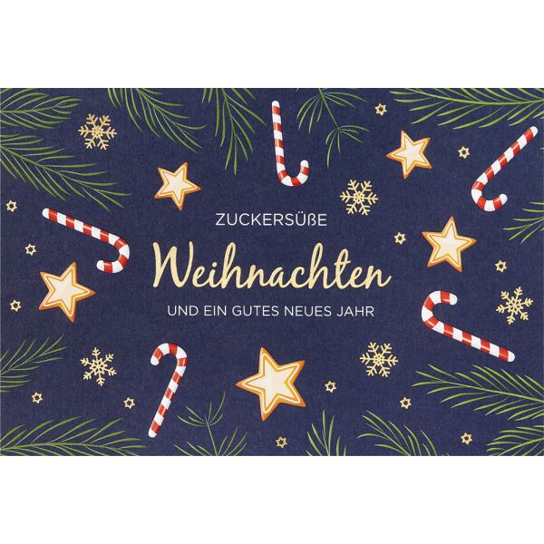 Weihnachten unverpackte Weihnachtskarte mit Umschlag Zuckersüße Weihnachten Querformat