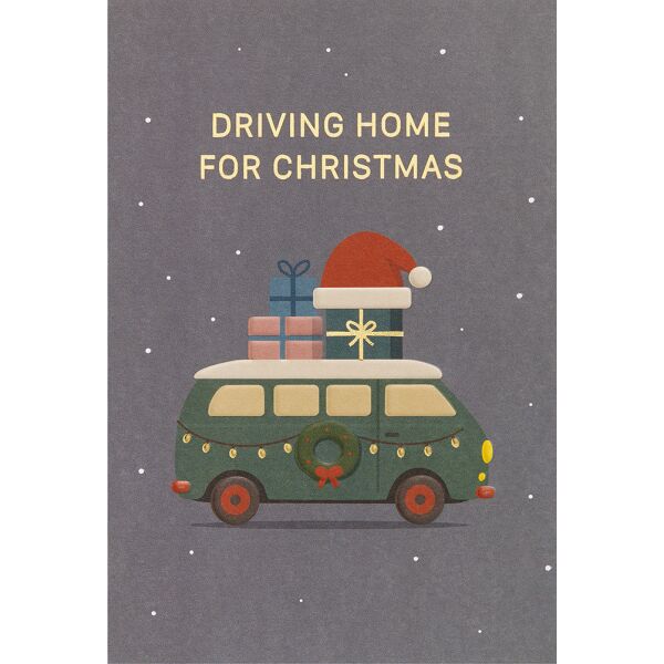 Weihnachten unverpackte Weihnachtskarte mit Umschlag Camperbus Driving home for christmas