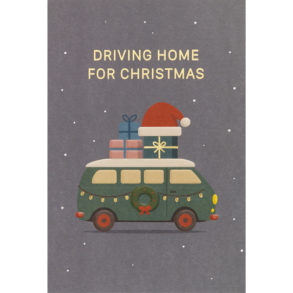 Weihnachten unverpackte Weihnachtskarte mit Umschlag Camperbus Driving home for christmas