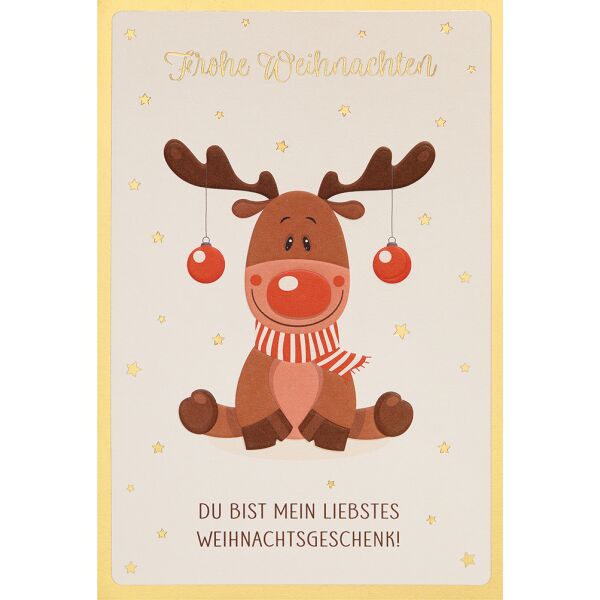 Weihnachten unverpackte Weihnachtskarte mit Umschlag Elch Du bist mein liebstes Weihnachtsgeschenk