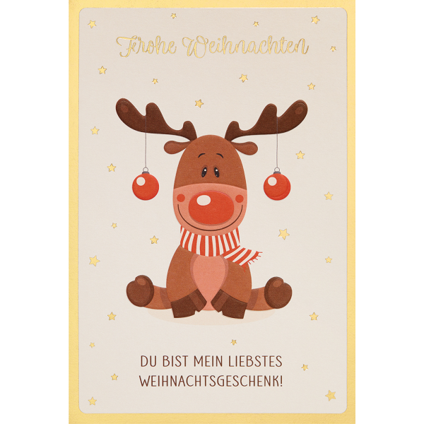 Weihnachten unverpackte Weihnachtskarte mit Umschlag Elch Du bist mein liebstes Weihnachtsgeschenk