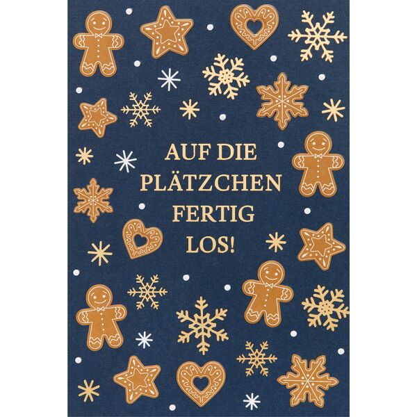 Weihnachten unverpackte Weihnachtskarte mit Umschlag Lebkuchen Auf die Plätzchen fertig los