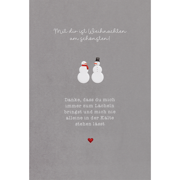 Weihnachten unverpackte Weihnachtskarte mit Umschlag Mit dir ist Weihnachten am schönsten Danke