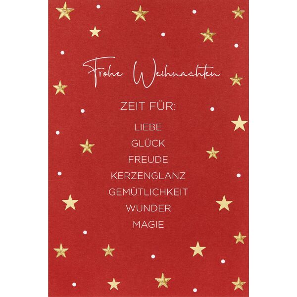 Weihnachten unverpackte Weihnachtskarte mit Umschlag rot Stene Zeit fürLiebe Glück Freude