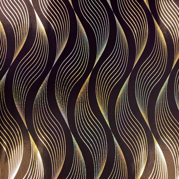 Weihnachten Geschenkpapier 70cmx150cm Röllchen Schwarz goldene Linien metallisiertes Holografie-Papier Weihnachtspapier