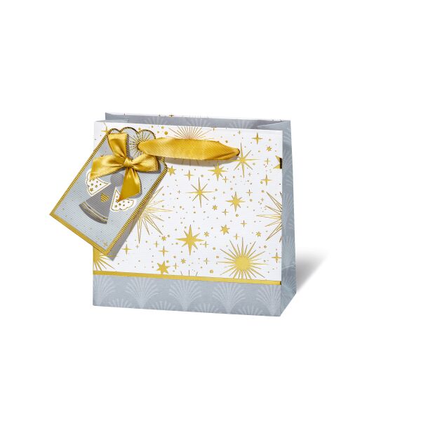 Weihnachten Geschenktüte CD-Format Engel Goldsterne klein Geschenktasche Weihnachtstüte