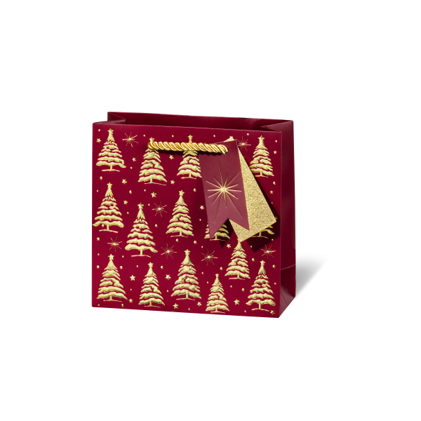 Weihnachten Geschenktüte CD-Format Golden trees klein Geschenktasche Weihnachtstüte