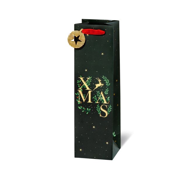 Weihnachten Weintasche Geschenktüte Xmas traditional  Flaschenformat Geschenktasche Weihnachtstüte