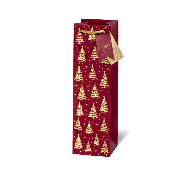 Weihnachten Weintasche Geschenktüte Golden trees Flaschenformat Geschenktasche Weihnachtstüte
